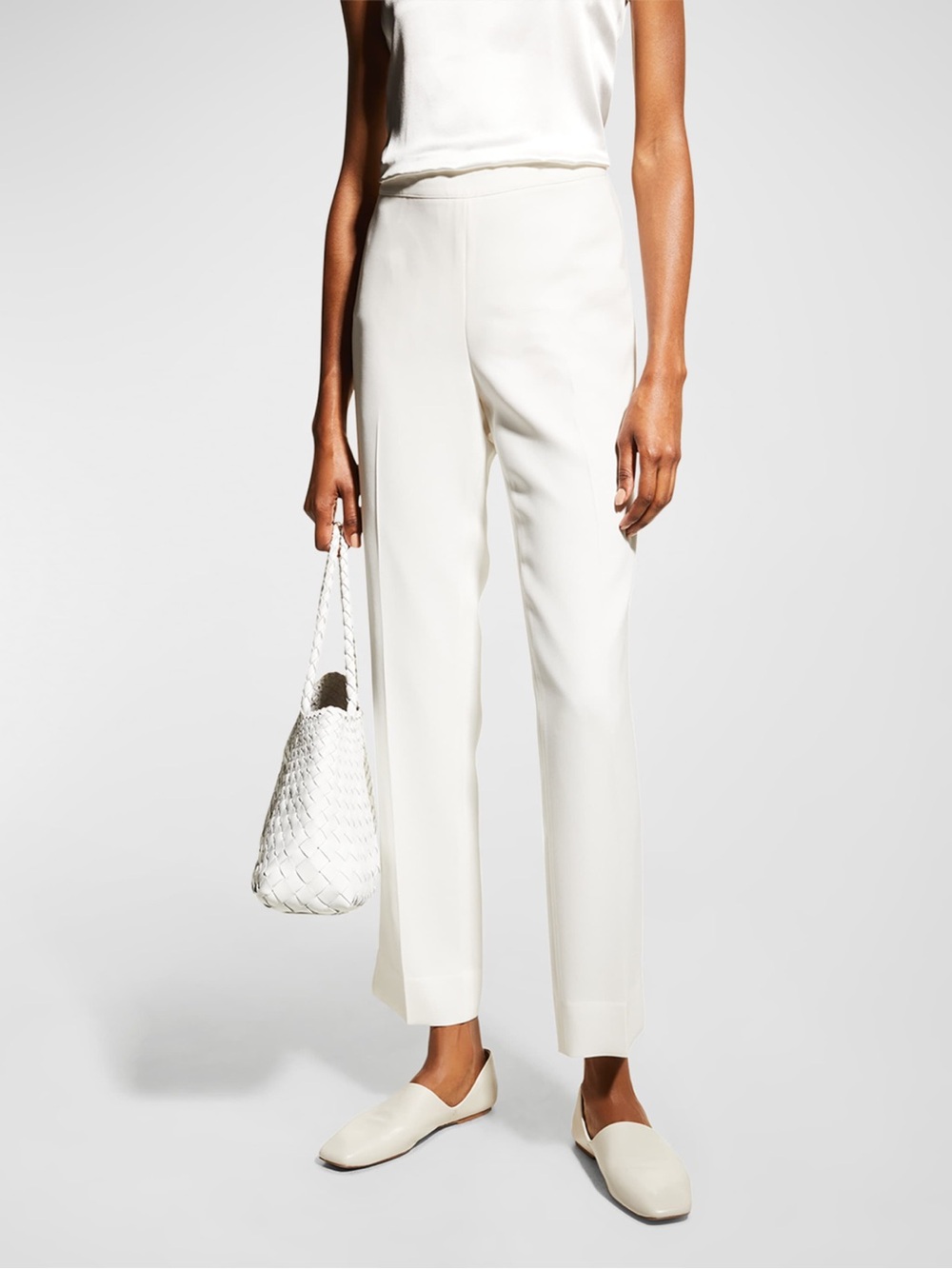 NWT 10 Lafayette 148 Ivory 96% Virgin Wool 4% Elastane Bleeker Pant Minimalist